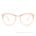 High Quality Popular Fashion Metal Acetate Cat Eye Frames Glasses Optical Eyeglasses